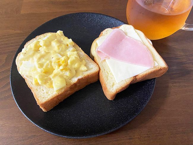 卵のタルタルとハムチーズ