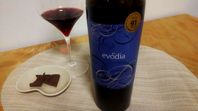 果実味のある赤ワイン「エヴォディア」×ドライフルーツ入りビターチョコレート